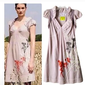 ANTHROPOLOGIE FLOREAT WOOL/SILK FRUIT MOON EMBROIDERED DRESS Sz 2